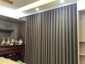 Rèm vải tự động, rèm cầu vồng 03 lớp, rèm cuốn tranh ở Penthouse tại chung cư cao cấp D
