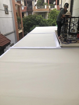 Hệ Skylight tự động cao cấp che nắng trên mái kính ngoài trời tại Biệt thự nhà khách phố Tam Trinh, quận Hoàng Mai, Hà Nội