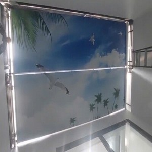 Hệ rèm trần phẳng in tranh tại nhà vườn Khu đô thị mới Rose Town, Ngọc Hồi, Hà Nội