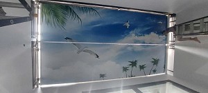 Hệ rèm trần phẳng in tranh tại nhà vườn Khu đô thị mới Rose Town, Ngọc Hồi, Hà Nội