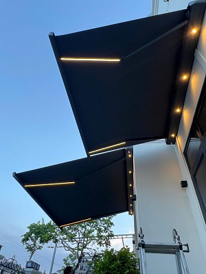 Hệ mái hiên tự động cao cấp tiêu chuẩn Châu Âu che nắng sân vườn tại biệt thự nhà khách ở Thành phố Thanh Hóa