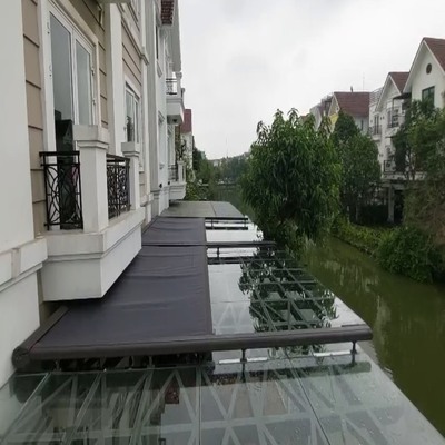 Hệ rèm trần phẳng tự động cao cấp Skylight che nắng trên mái kính, trần kính tại Vinhome Riverside Long Biên, Hà Nội