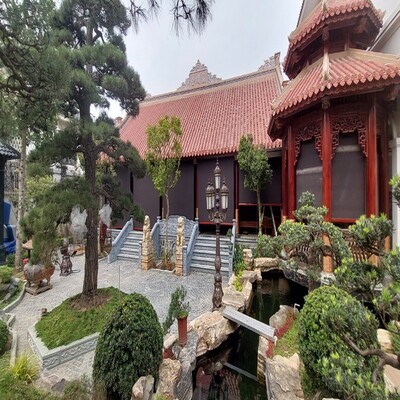 Hệ rèm cuốn tự động dây cáp che nắng ngoài trời cho nhà thờ ở Biệt thự nhà khách tại Phú Thọ