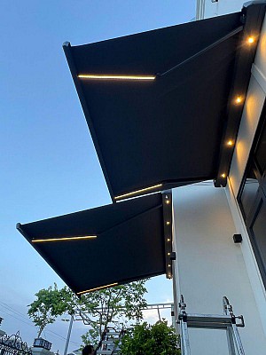 Hệ mái hiên tự động cao cấp tiêu chuẩn Châu Âu che nắng sân vườn tại biệt thự nhà khách ở Thành phố Thanh Hóa