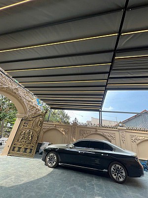 Hệ mái che nắng mưa tự động Pergola PVC cho sân vườn biệt thự tại An Giang