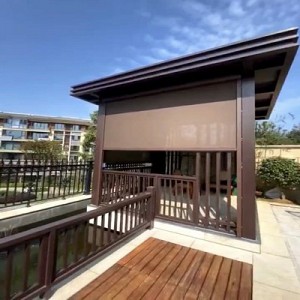 Hệ rèm cuốn tự động Zipper Blinds cao cấp che nắng, mưa gió cho chòi nghỉ, lầu vọng nguyệt trong sân vườn