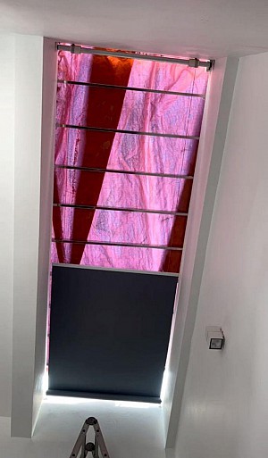 Hệ rèm trần phẳng che giếng trời tại nhà phố của khách hàng ở Thành phố Hồ Chí Minh