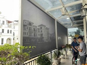 Hệ rèm cuốn tự động ngoài trời Zipper Blinds che nắng, mưa gió tại Vinhome Marina Hải Phòng