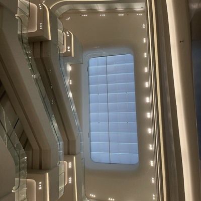 Hệ rèm trần phẳng tự động che nắng mái kính của tại Trung tâm thương mại Lotte Mall Westlake đường Võ Chí Công, Tây Hồ, Hà Nội