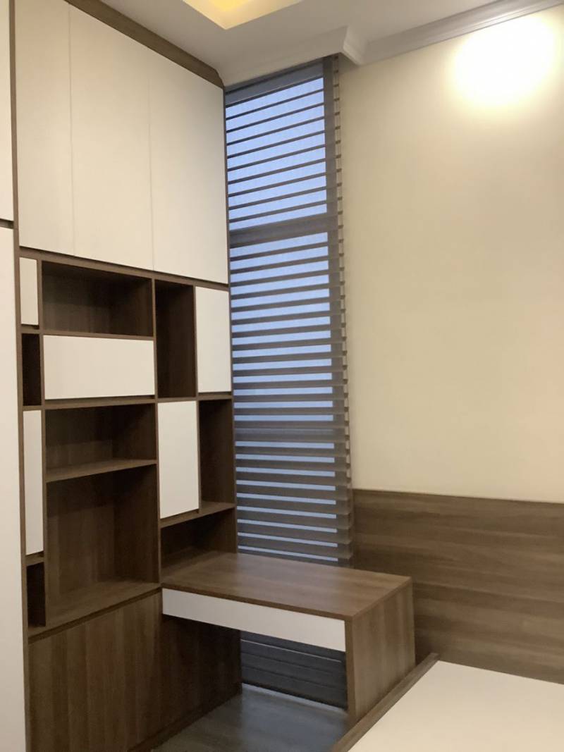Rèm vải tự động, rèm cầu vồng 03 lớp, rèm cuốn tranh ở Penthouse tại chung cư cao cấp D