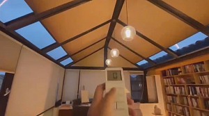 Rèm trần tổ ong tự động che nắng mái kính tại Sapa